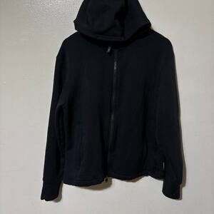 Athleta Black Two Way Full Zip Hooded Sweatshirt With Thumb Hole Size M